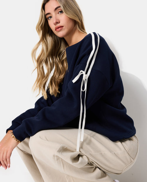 Sweat ample avec détail nœuds sur les manches - PIMKIE - 2