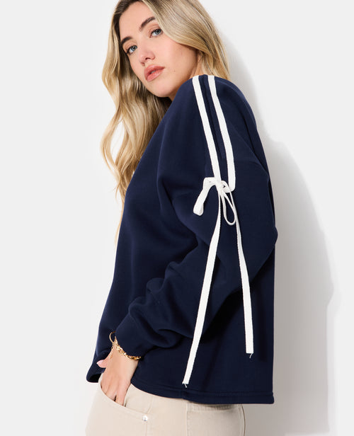 Sweat ample avec détail nœuds sur les manches - PIMKIE - 1