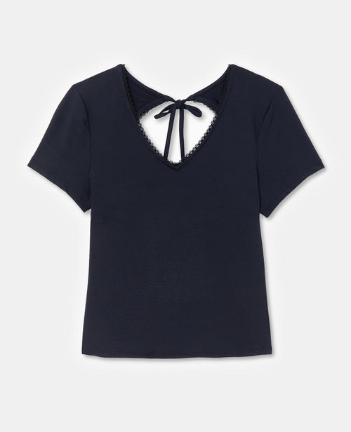 T-shirt col V avec découpe dos et détail dentelle - PIMKIE - 4