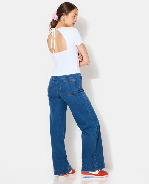 T-shirt col V avec découpe dos et détail dentelle - PIMKIE - 3