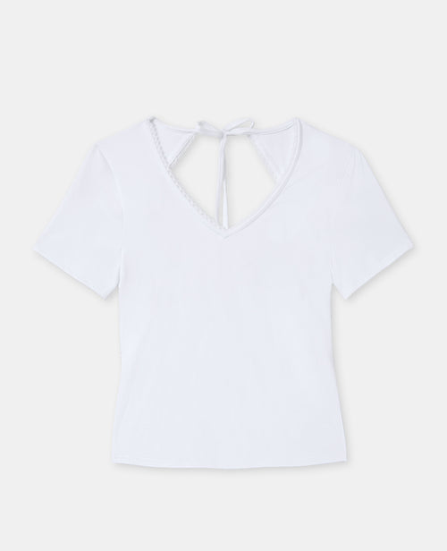 T-shirt col V avec découpe dos et détail dentelle - PIMKIE - 4