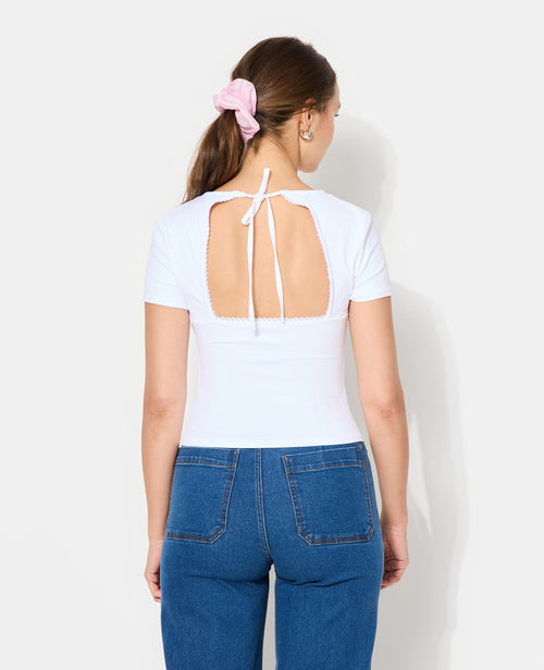 T-shirt col V avec découpe dos et détail dentelle - PIMKIE - 6