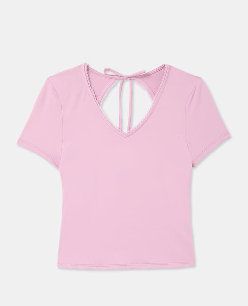 T-shirt col V avec découpe dos et détail dentelle - PIMKIE - 4