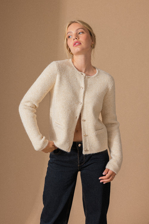Gilet col rond avec boutons écussons - PIMKIE - 1