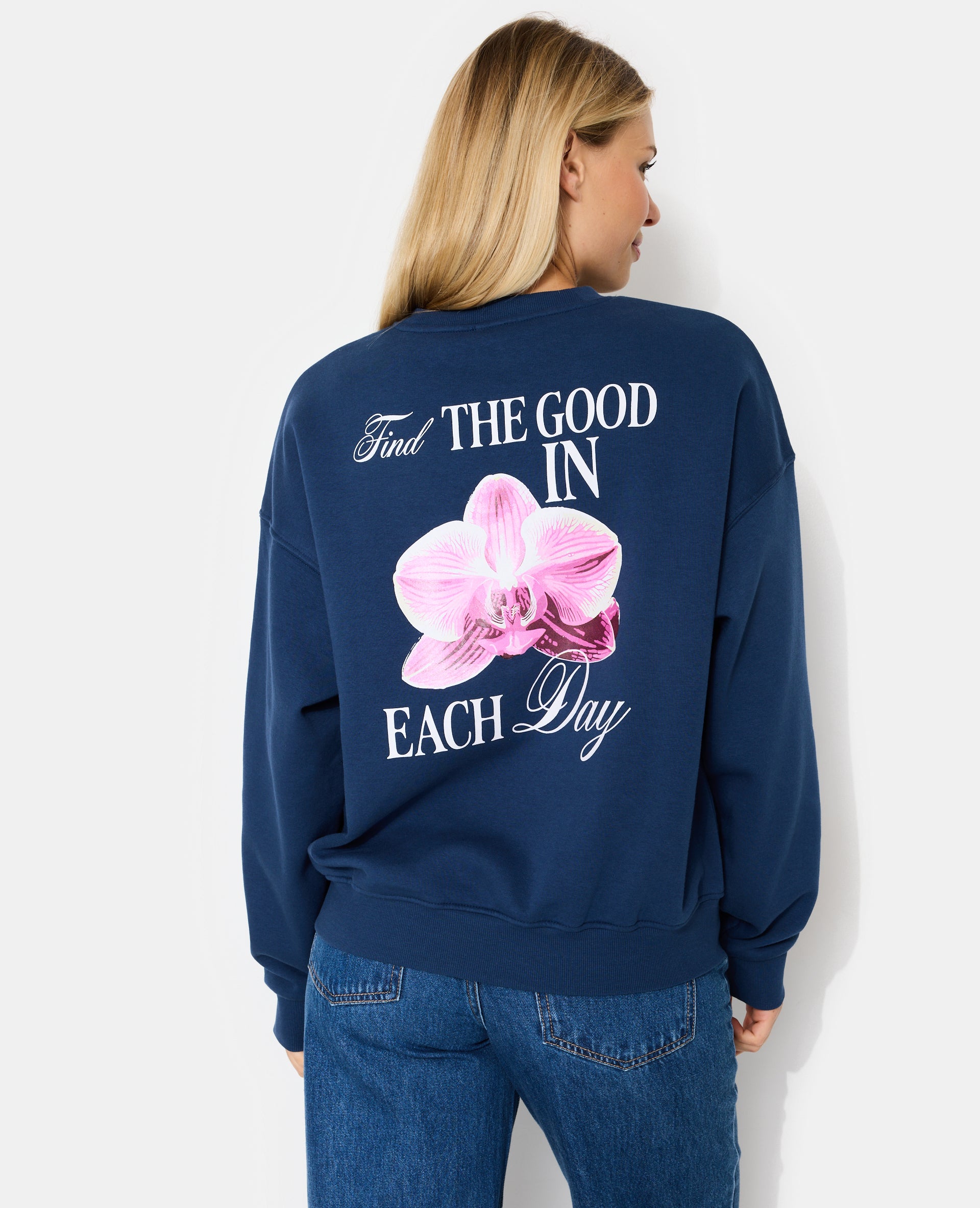 Sweat oversize avec print poitrine et dos