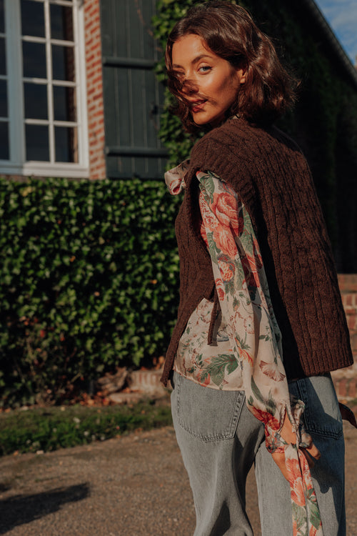 Pull sans manches en maille torsadée avec nouettes - PIMKIE - 2