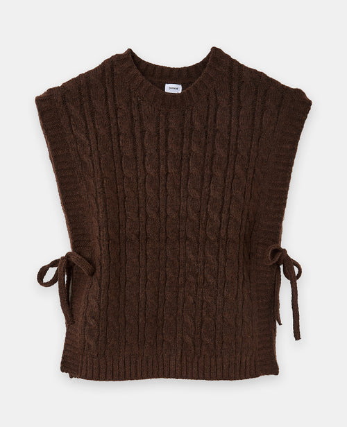 Pull sans manches en maille torsadée avec nouettes - PIMKIE - 4