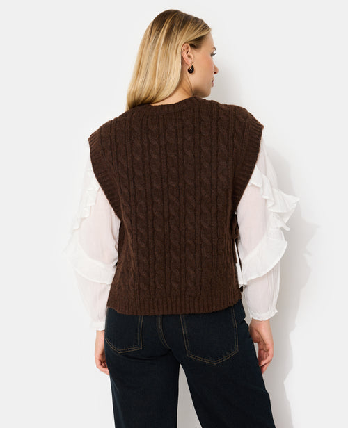 Pull sans manches en maille torsadée avec nouettes - PIMKIE - 6