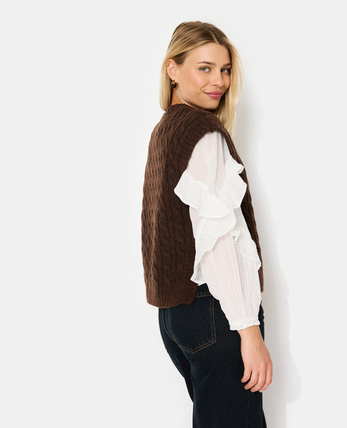 Pull sans manches en maille torsadée avec nouettes - PIMKIE - 7