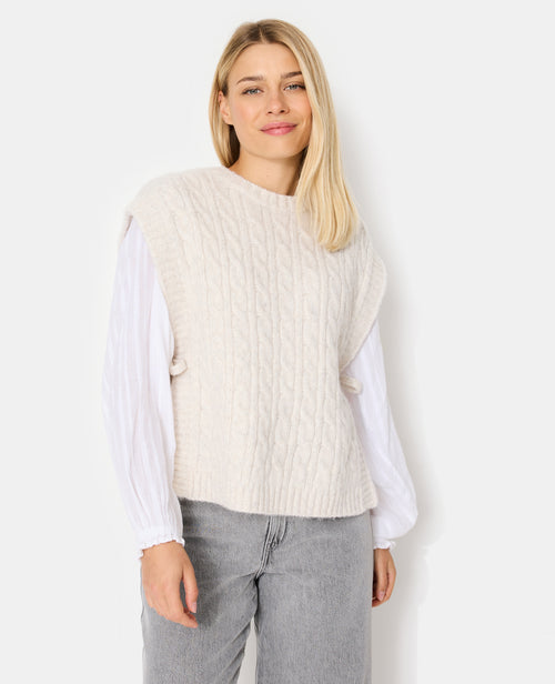 Pull sans manches en maille torsadée avec nouettes - PIMKIE - 1