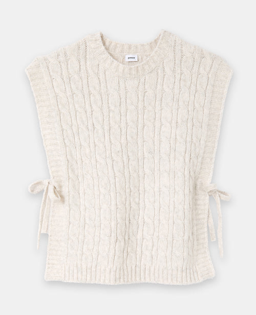 Pull sans manches en maille torsadée avec nouettes - PIMKIE - 4