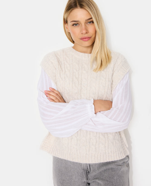 Pull sans manches en maille torsadée avec nouettes - PIMKIE - 5