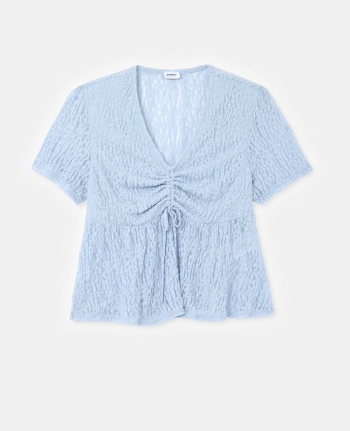 Top en dentelle avec col V et lien coulissé - PIMKIE - 4