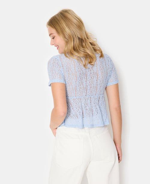 Top en dentelle avec col V et lien coulissé - PIMKIE - 6