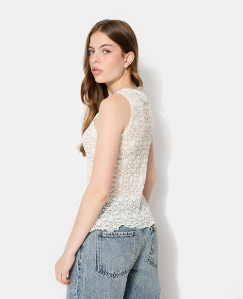 Top sans manches en dentelles col bateau - PIMKIE - 8