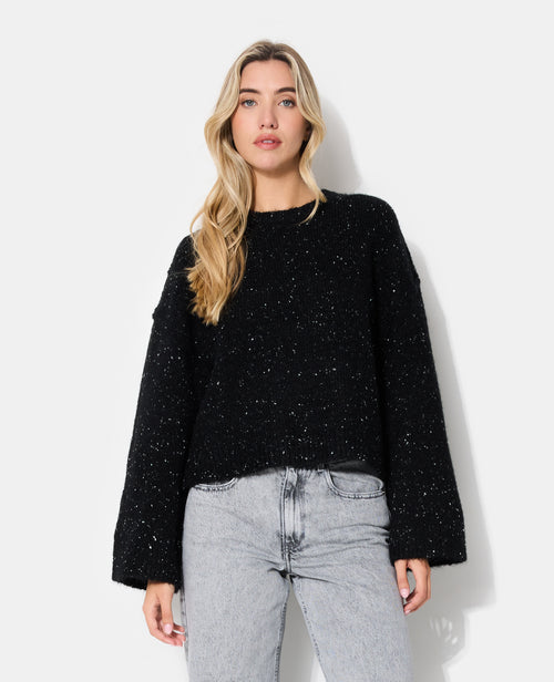 Pull col rond maille chinée avec laine - PIMKIE - 1