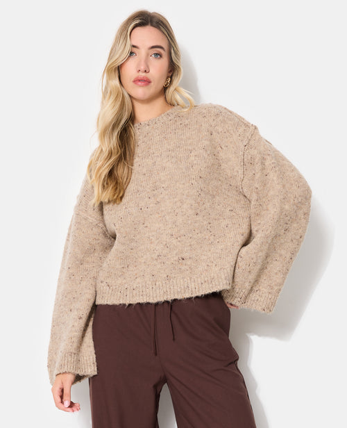 Pull col rond maille chinée avec laine - PIMKIE - 1