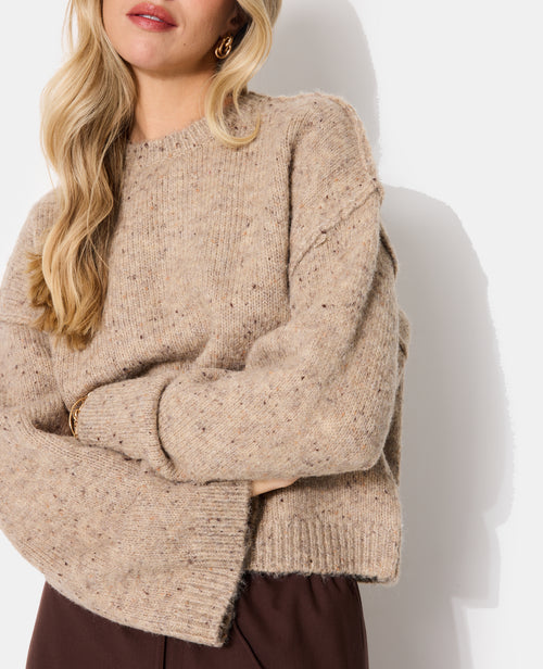 Pull col rond maille chinée avec laine - PIMKIE - 2