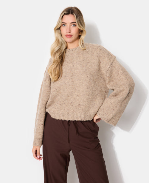 Pull col rond maille chinée avec laine - PIMKIE - 5