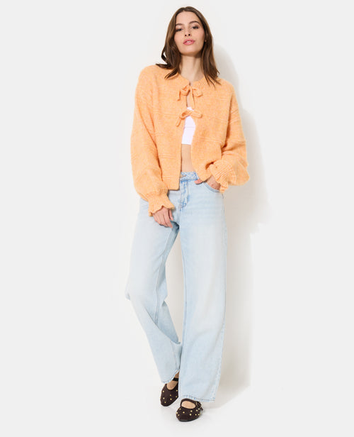 Gilet en maille fantaisie avec nouettes et volants - PIMKIE - 3