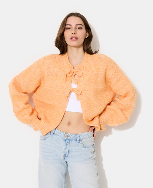 Gilet en maille fantaisie avec nouettes et volants - PIMKIE - 5