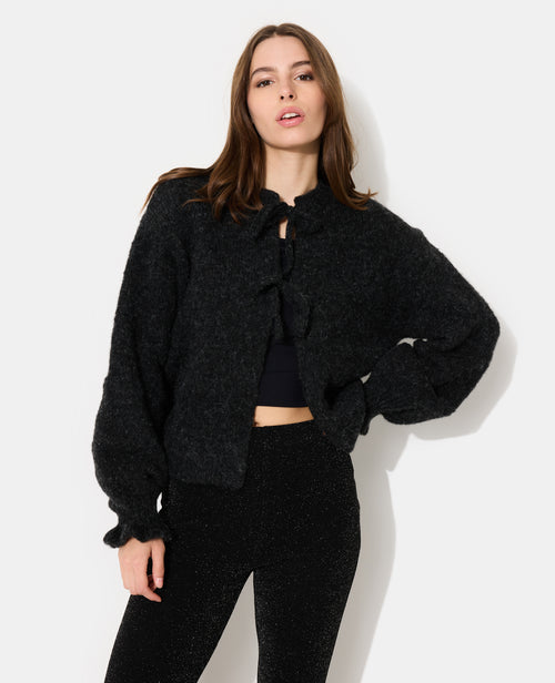 Gilet en maille fantaisie avec nouettes et volants - PIMKIE - 1