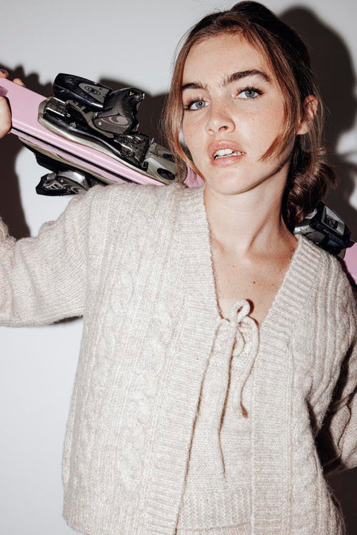 Gilet en maille torsadée avec nouette - PIMKIE - 1