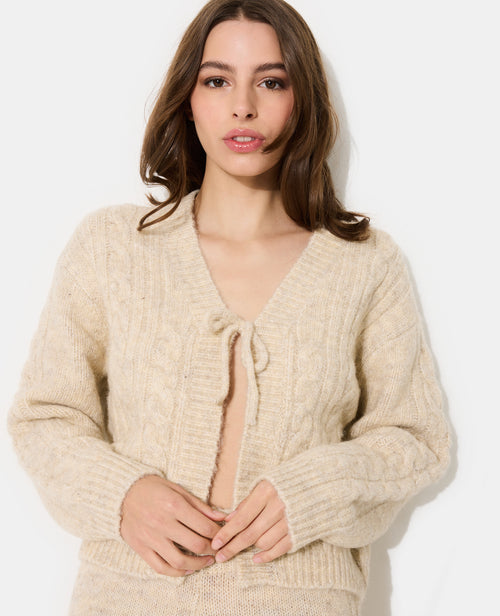 Gilet en maille torsadée avec nouette - PIMKIE - 2