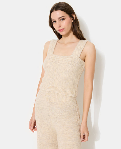 Top court à bretelles en maille fantaisie - PIMKIE - 1