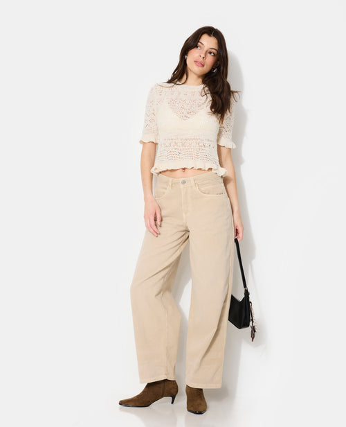 Pull manches courtes en maille ajourée - PIMKIE - 3