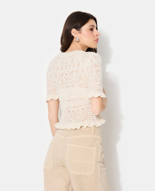 Pull manches courtes en maille ajourée - PIMKIE - 6