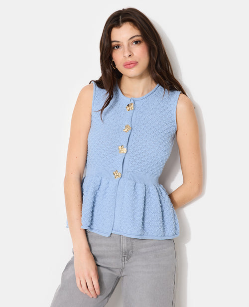 Gilet sans manches peplum avec boutons fantaisie - PIMKIE - 1