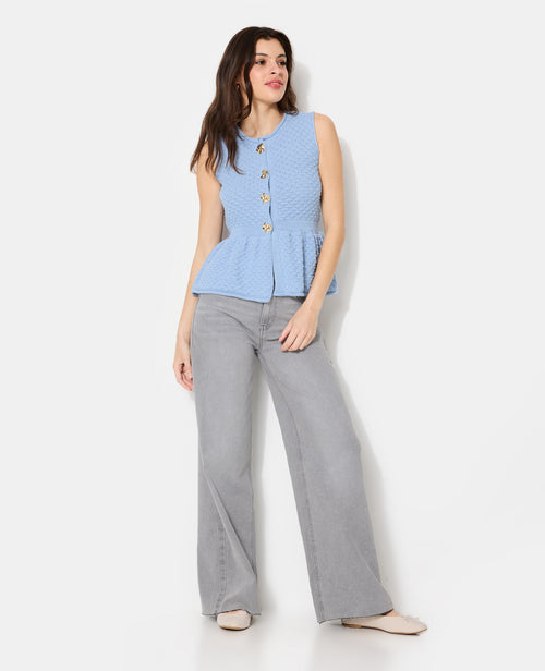 Gilet sans manches peplum avec boutons fantaisie - PIMKIE - 3
