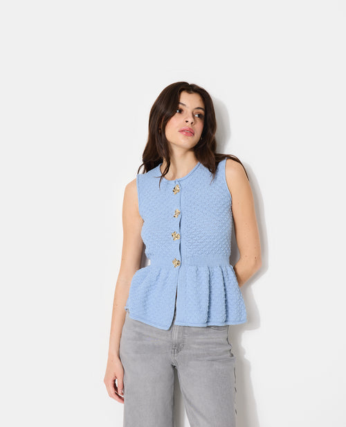 Gilet sans manches peplum avec boutons fantaisie - PIMKIE - 5