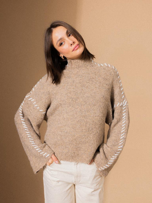 Pull ample en maille avec jeu de surpiqûres - PIMKIE - 1