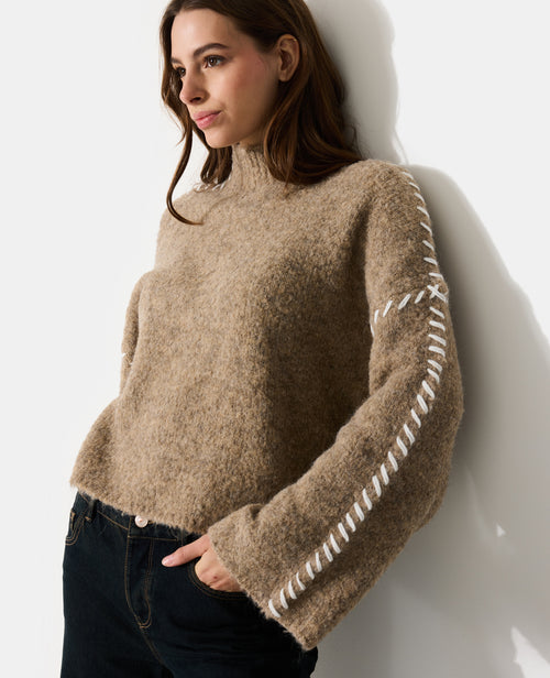 Pull ample en maille avec jeu de surpiqûres - PIMKIE - 2
