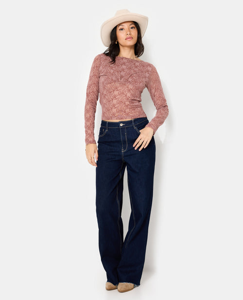 Top en résille avec motifs fleurs en velours - PIMKIE - 3