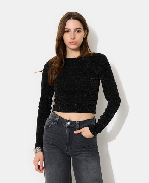Top court manches longues en maille avec fils lurex - PIMKIE - 1