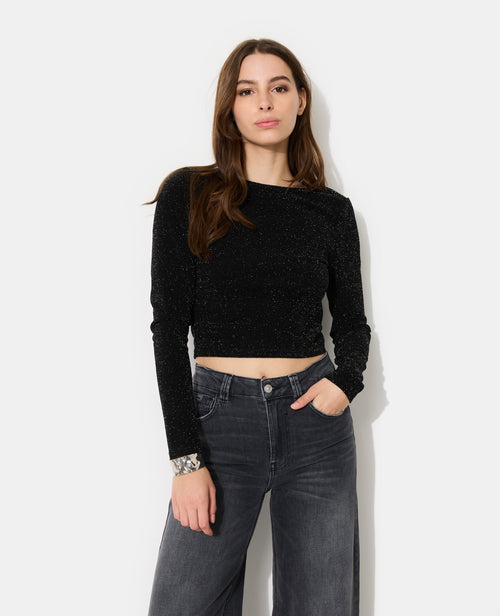 Top court manches longues en maille avec fils lurex - PIMKIE - 5