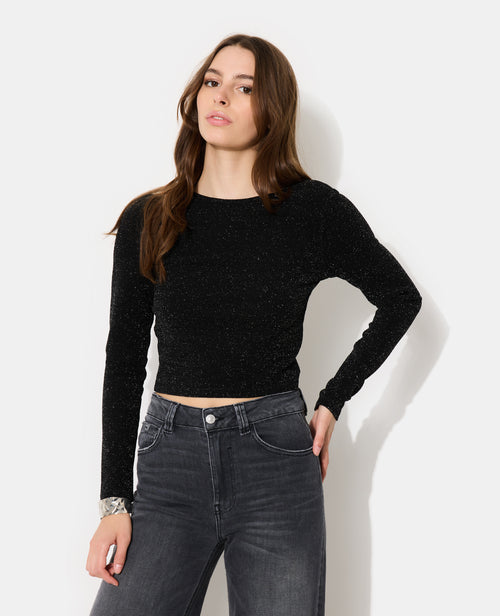 Top court manches longues en maille avec fils lurex - PIMKIE - 7