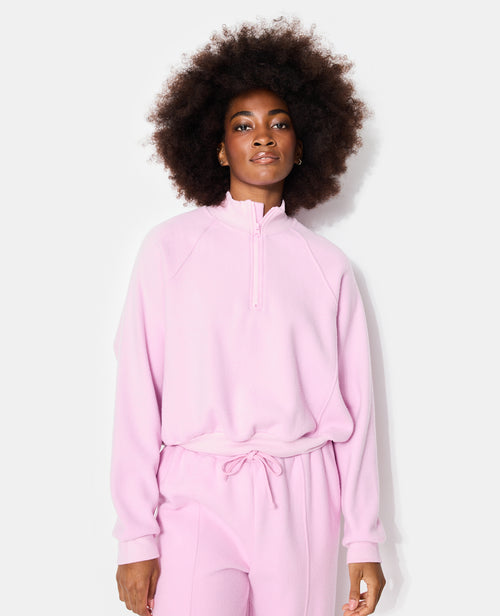 Sweat col zippé en molleton gratté - PIMKIE - 1