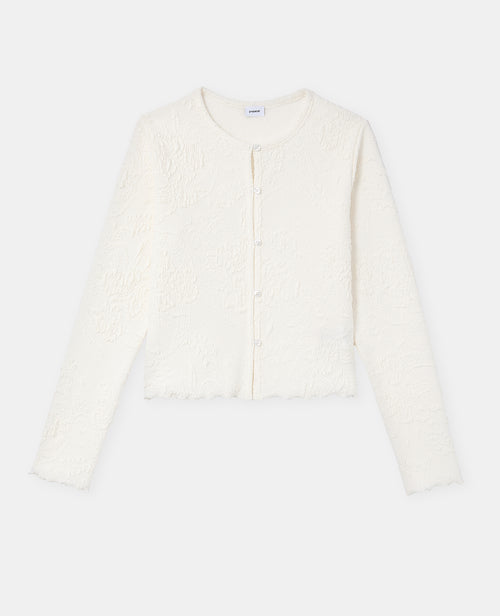 T-shirt fin en maille reliefée motif fleurs - PIMKIE - 4