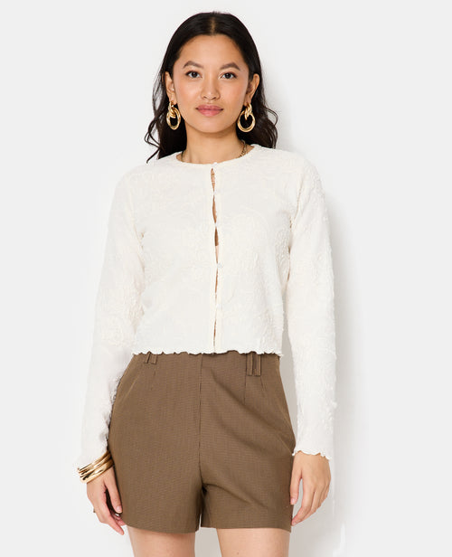 T-shirt fin en maille reliefée motif fleurs - PIMKIE - 5