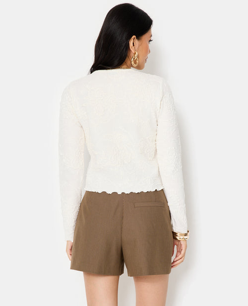 T-shirt fin en maille reliefée motif fleurs - PIMKIE - 6