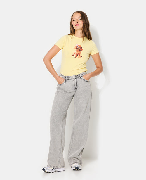 T-shirt ajusté avec print chien + nœud cousu - PIMKIE - 3