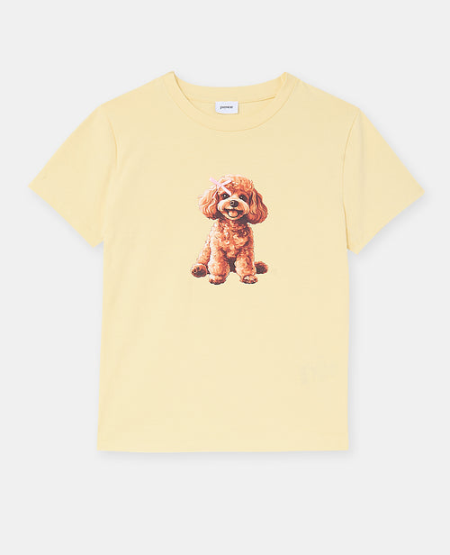 T-shirt ajusté avec print chien + nœud cousu - PIMKIE - 4