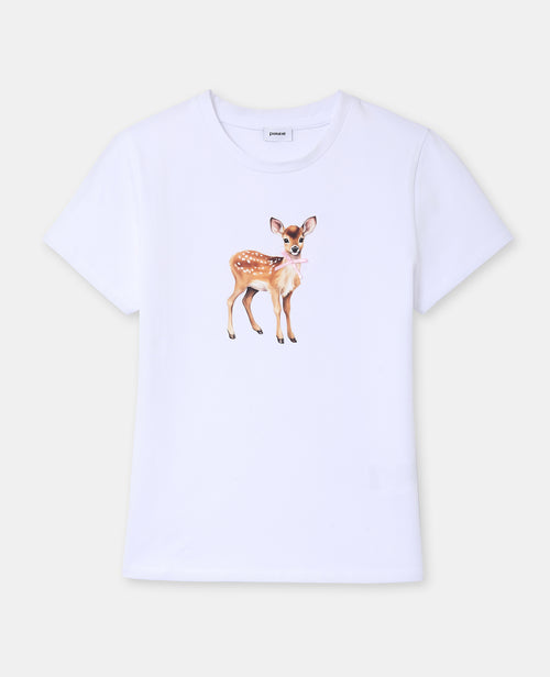 T-shirt ajusté avec print faon + nœud cousu - PIMKIE - 4