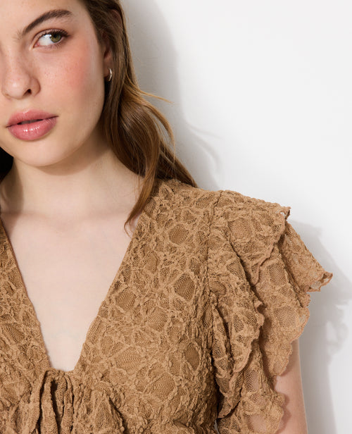 Top en dentelle avec nouettes et volants - PIMKIE - 2