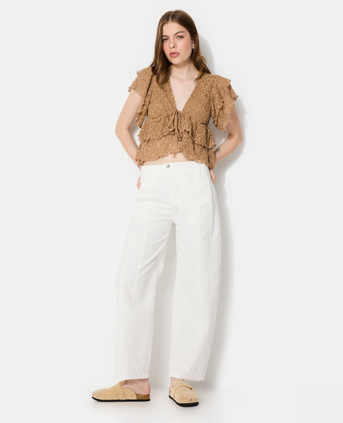 Top en dentelle avec nouettes et volants - PIMKIE - 3