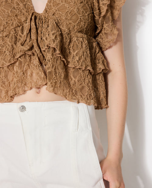 Top en dentelle avec nouettes et volants - PIMKIE - 8